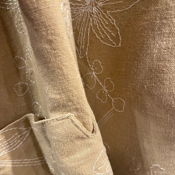 Club x collection 1X embroidered tan linen tailored top linen/ rayon  blend - Picture 4 of 6